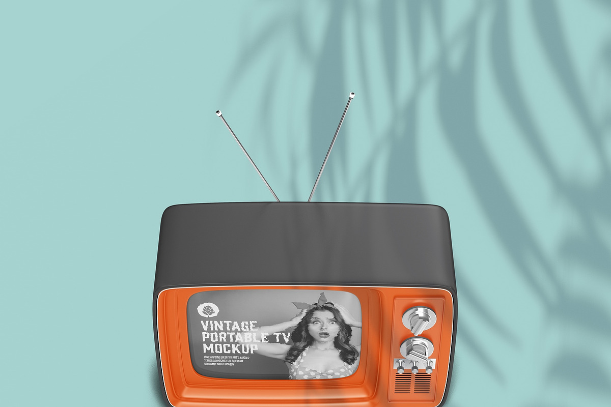 Vintage Portable TV with Old Video E, a Product Mockup by OneVectorStock (Photo 14 of 19)