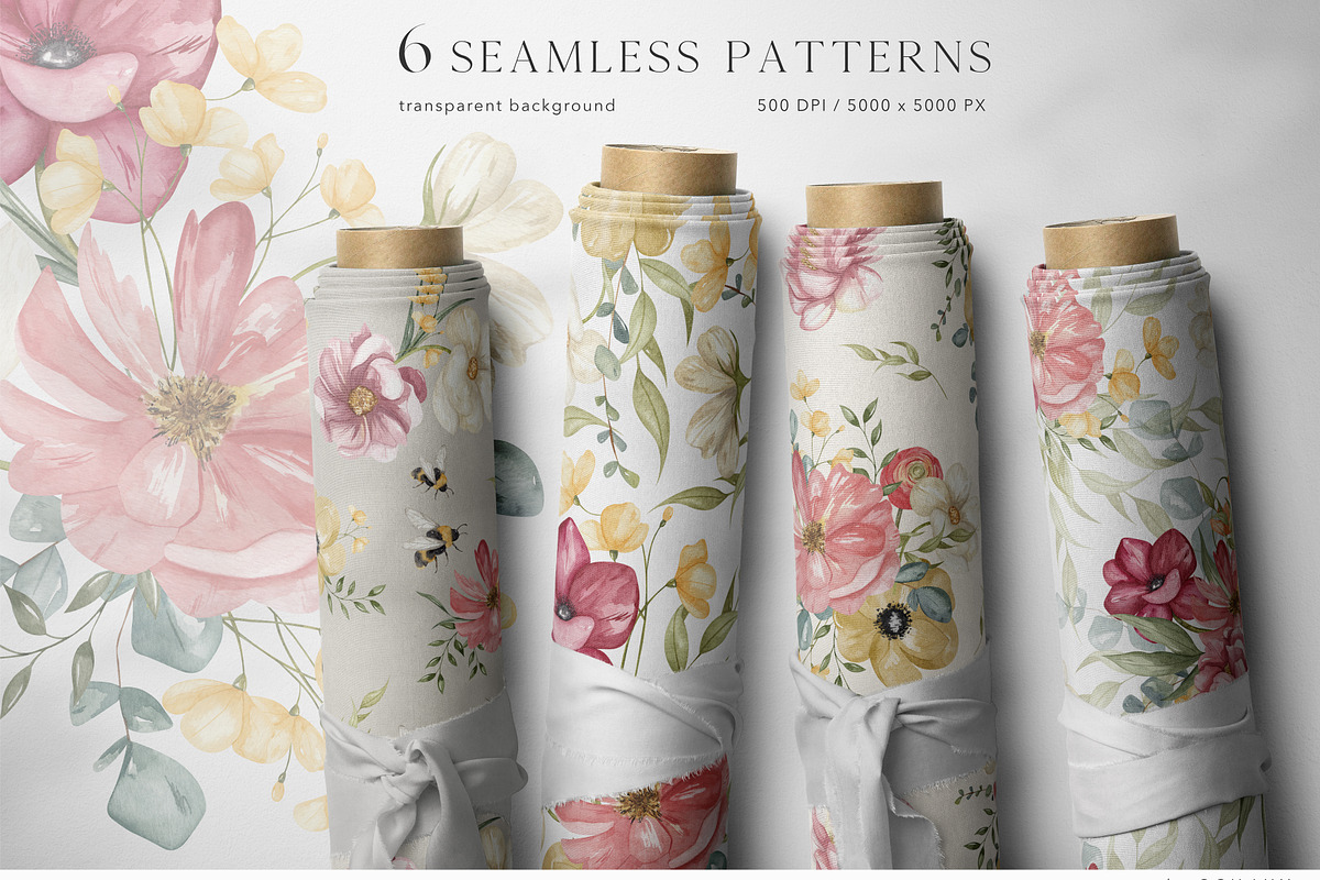 HONEY FLOWERS. watercolor collection, a Decorative Illustration by Ooh Lily (Photo 4 of 15)
