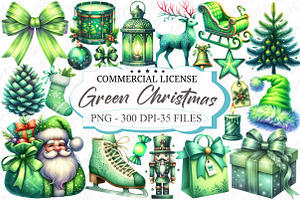 Chic Neon Green Christmas Clipart, an Illustration by designcity5
