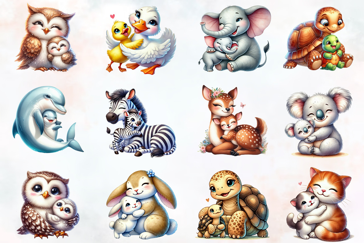 Mothers day animals Clipart, an Illustration by RobertsArt (Photo 2 of 7)
