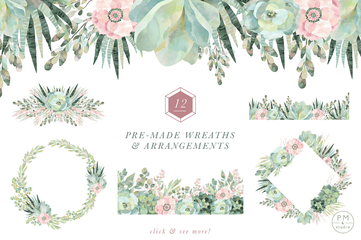 Lush Succulent Bundle, an Illustration by PetiteMarket (Photo 3 of 5)