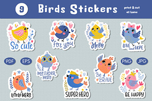 Birds Stickers. Printable Stickers