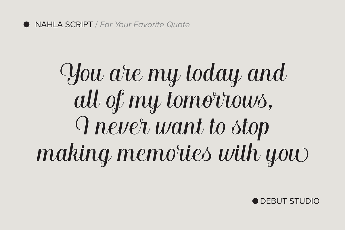 Nahla Script Regular, a Script Font by Debut Studio (Photo 5 of 16)