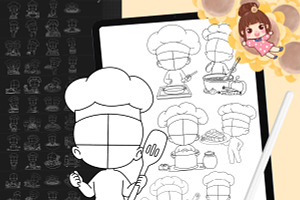 50 Procreate Chibi Cooking Poses