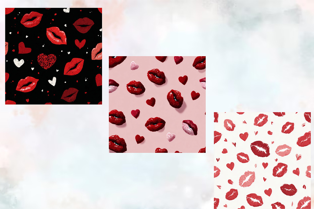 Kisses Lips and Hearts Pattern, a Pattern Graphic by SVGArt (Photo 7 of 8)