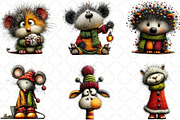 Whimsical Christmas Animal Clipart, an Illustration by Black Bird Studio (Thumbnail 3 of 6)
