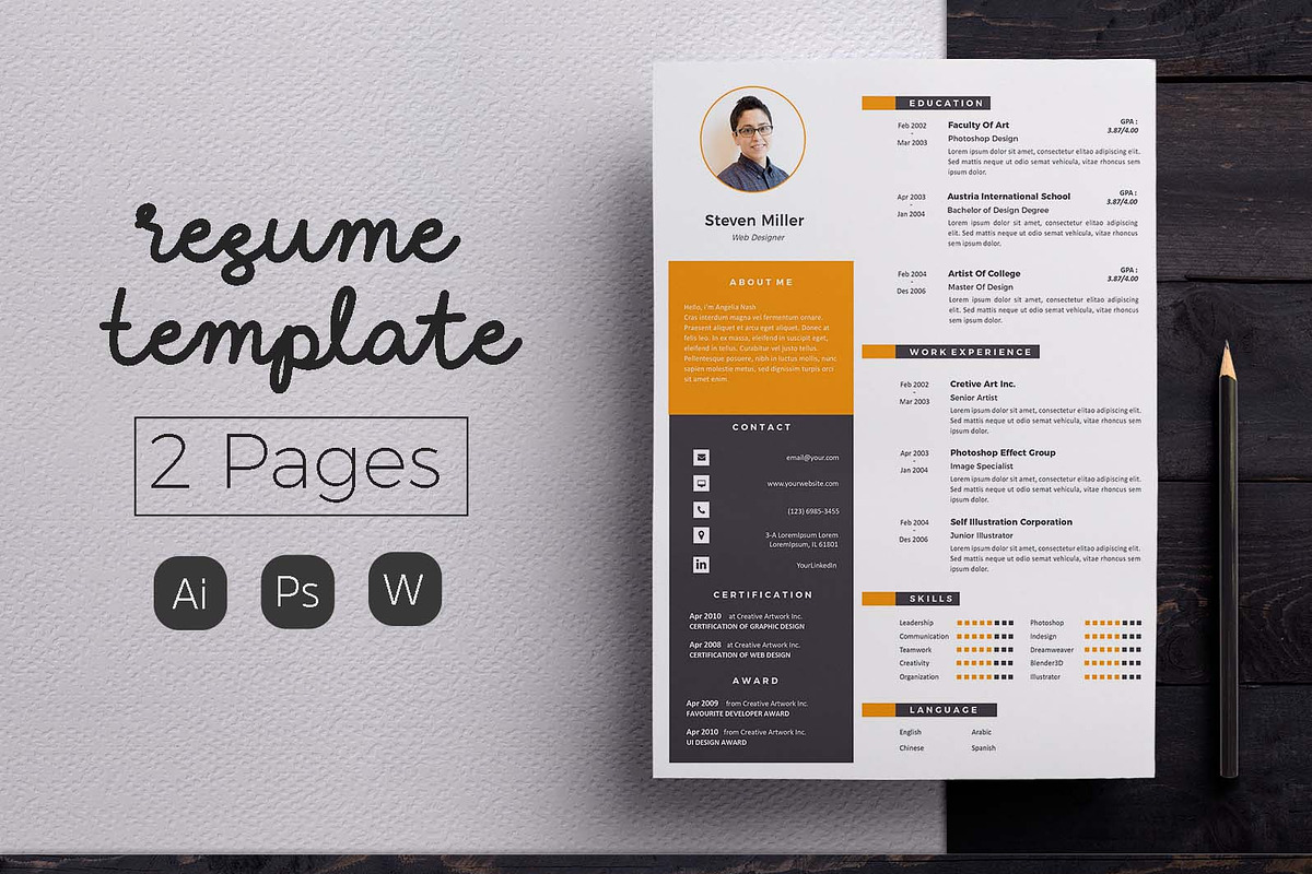Creative Resume & CV Template, a Resume Template by Hito Graphic (Photo 1 of 8)