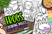 Cute Frog Coloring Pages, an Animal Illustration by Jocularity Art (Thumbnail 1 of 3)
