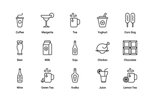 Food And Drinks Outline Icons