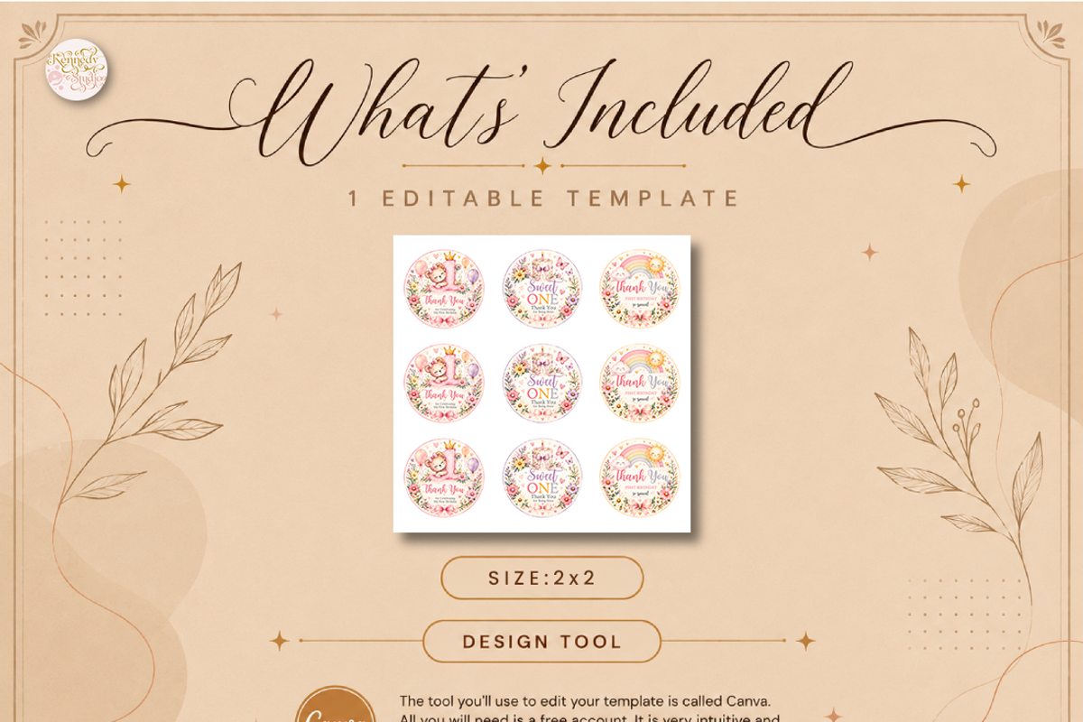 First Birthday Cupcake Toppers Canva, a Marketing Template by KennedyStudio (Photo 5 of 5)