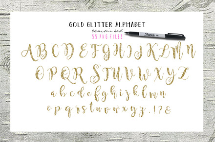 Gold Glitter Alphabet Clipart