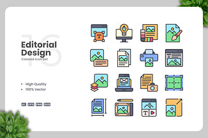 Editorial Design Colored Icons, an Icon by Upnowgraphic