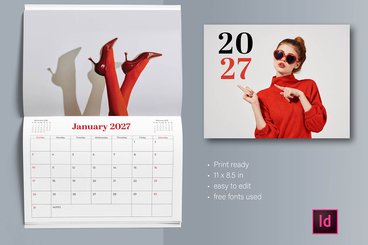 2027 Landscape Calendar Template, a Stationery Template by R-studio (Photo 1 of 8)