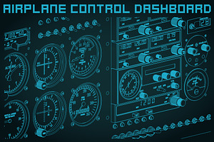 Airplane Control Dashboard Set Vol.2, a Technology Illustration by Blacklight