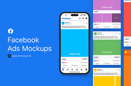 Facebooks Ads Mockups, a Social Media Template by lprdesigns