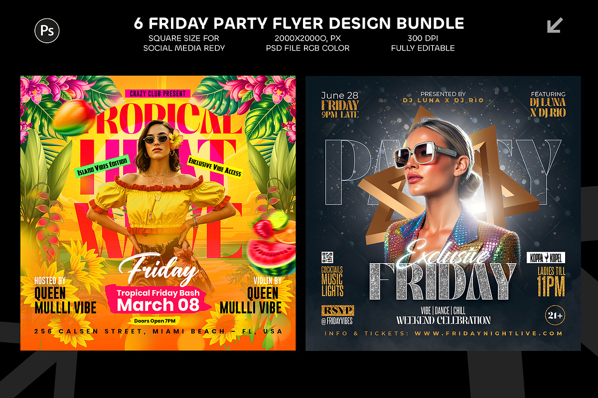 6 Friday Party Flyer Design Bundle, a Graphic by Shajib Shikder (Photo 2 of 4)