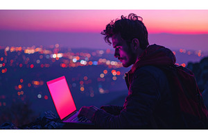 A man working on a laptop with a, a Technology Photo by Igor Tichonow