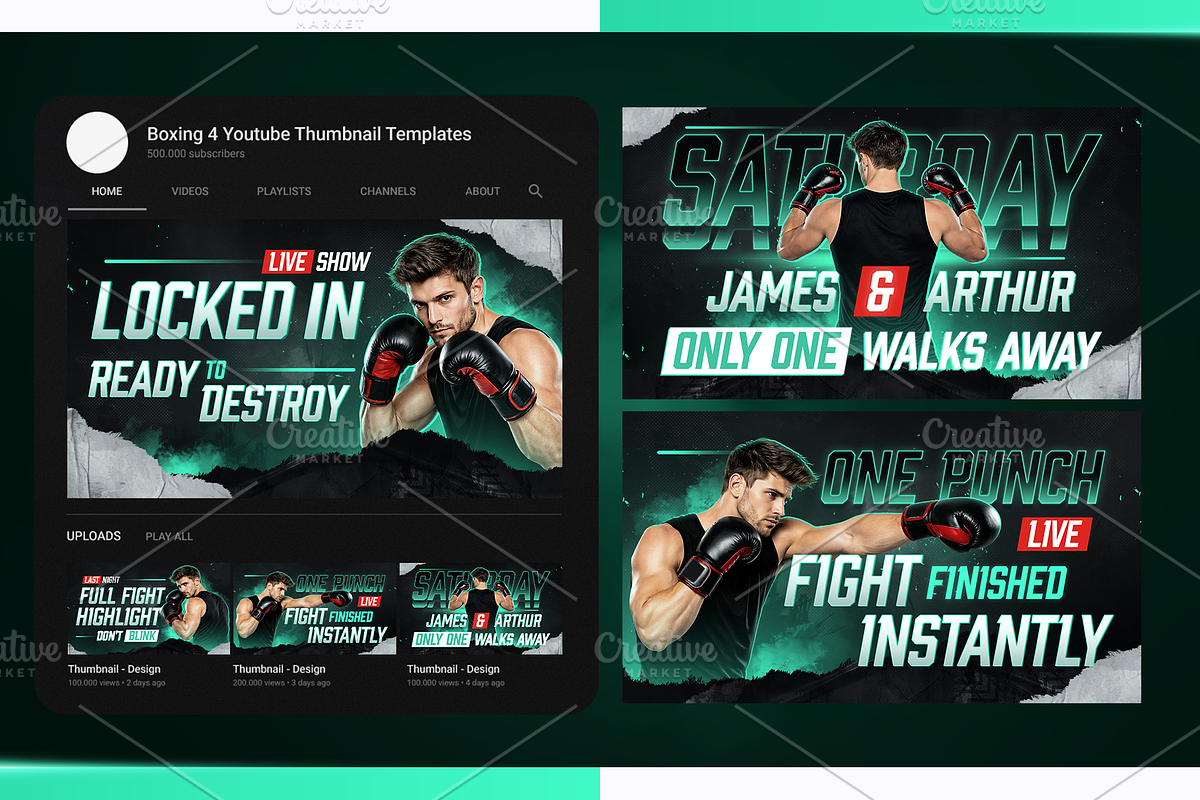 Boxing YouTube Thumbnail Pack, a Social Media Template by OnurDemircan (Photo 6 of 6)