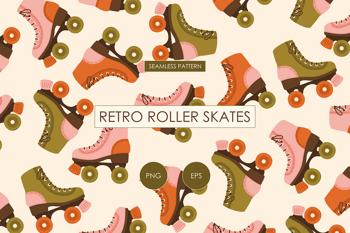Retro Roller Skates Seamless Pattern, a Pattern Graphic by HonestiesPrintS (Photo 1 of 4)