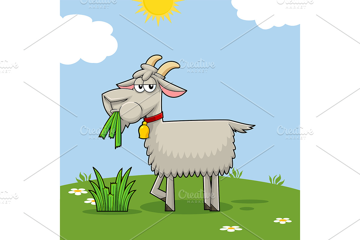 Funny Goat Cartoon Character, an Illustration by HitToon