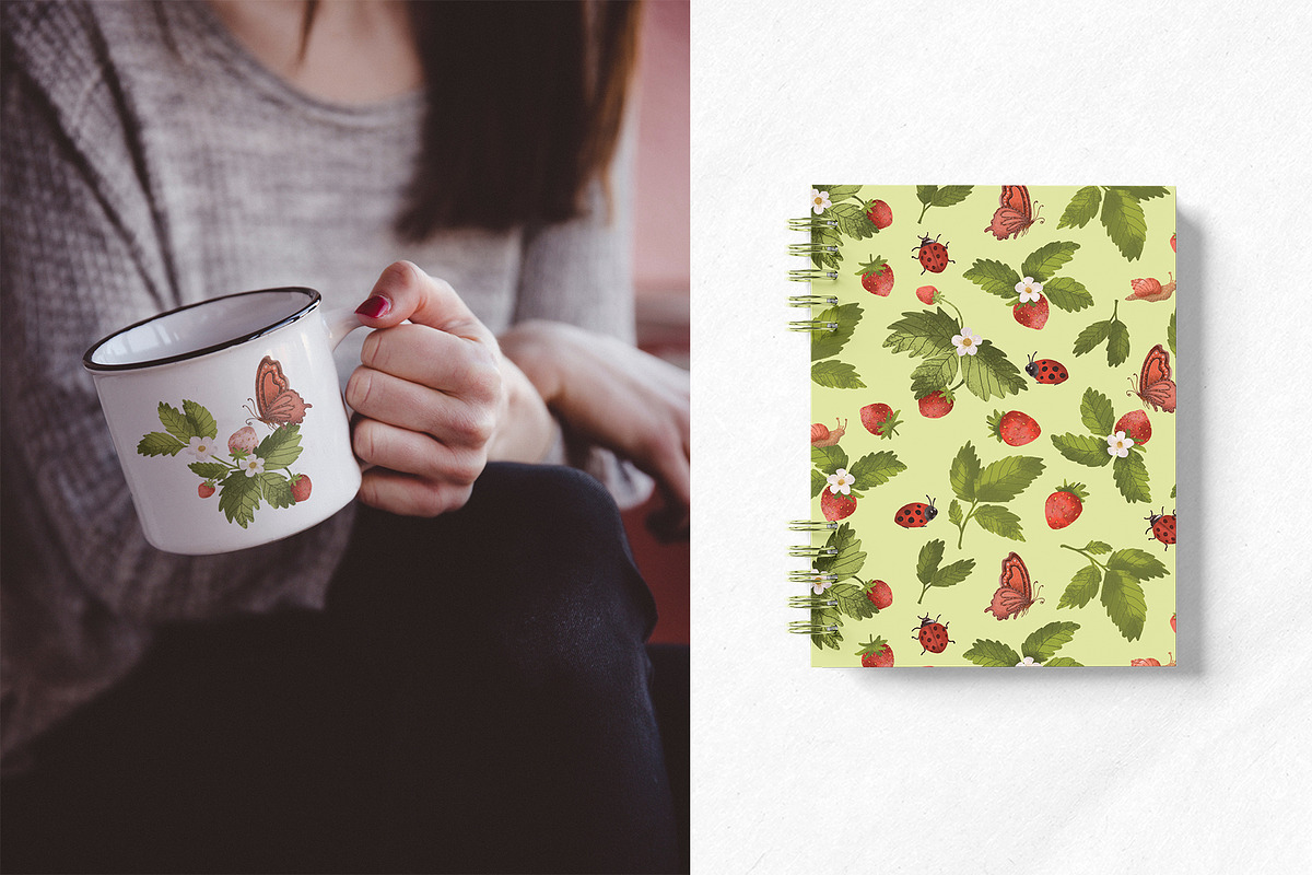 Woodland strawberry illustration, a Pattern Graphic by Yelloo Fish (Photo 9 of 10)