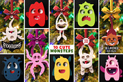 10 Cute Monsters 3D Layered Cut File, an Illustration by pixaroma (Thumbnail 1 of 13)