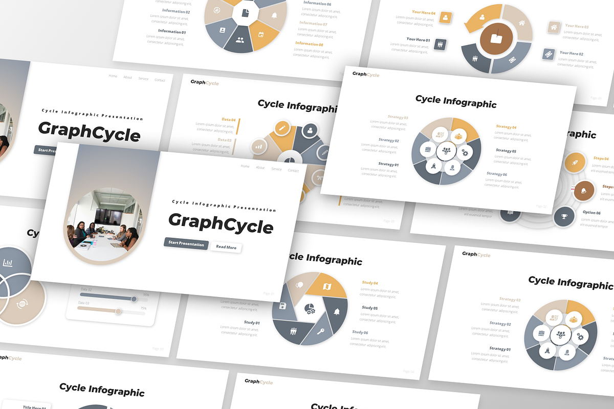 GraphCycle- Cycle Infographic, a Presentation Template by GraphauseProject
