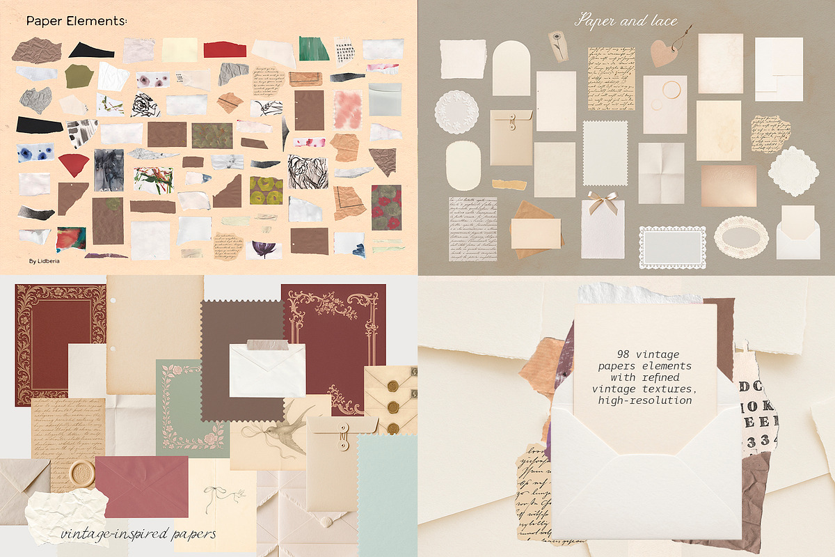 4 in 1: Romantic Archive Bundle, a Texture Graphic by Lidberia (Photo 5 of 9)