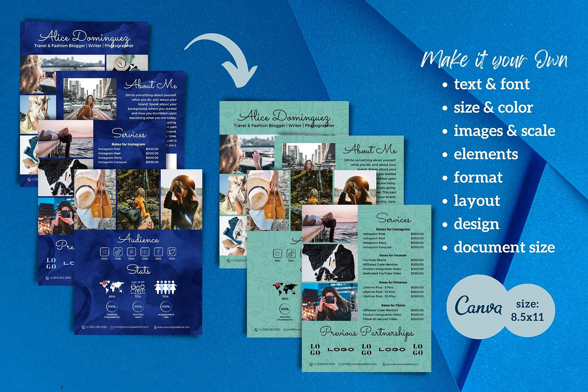 Four Page Media Kit in Navy Blue, a Templates & Theme by ProductiveandFree (Photo 4 of 14)