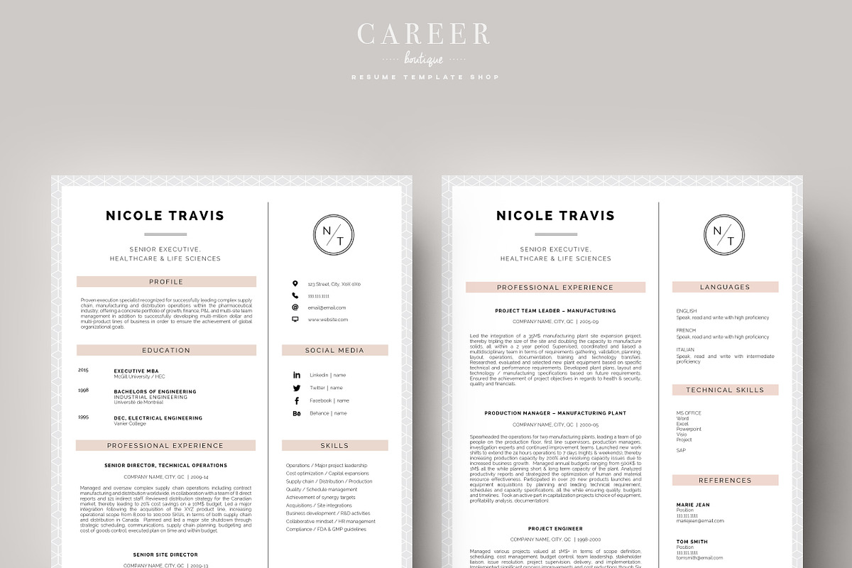 Modern Resume & CoverLetter Template, a Resume Template by careerboutique (Photo 2 of 6)