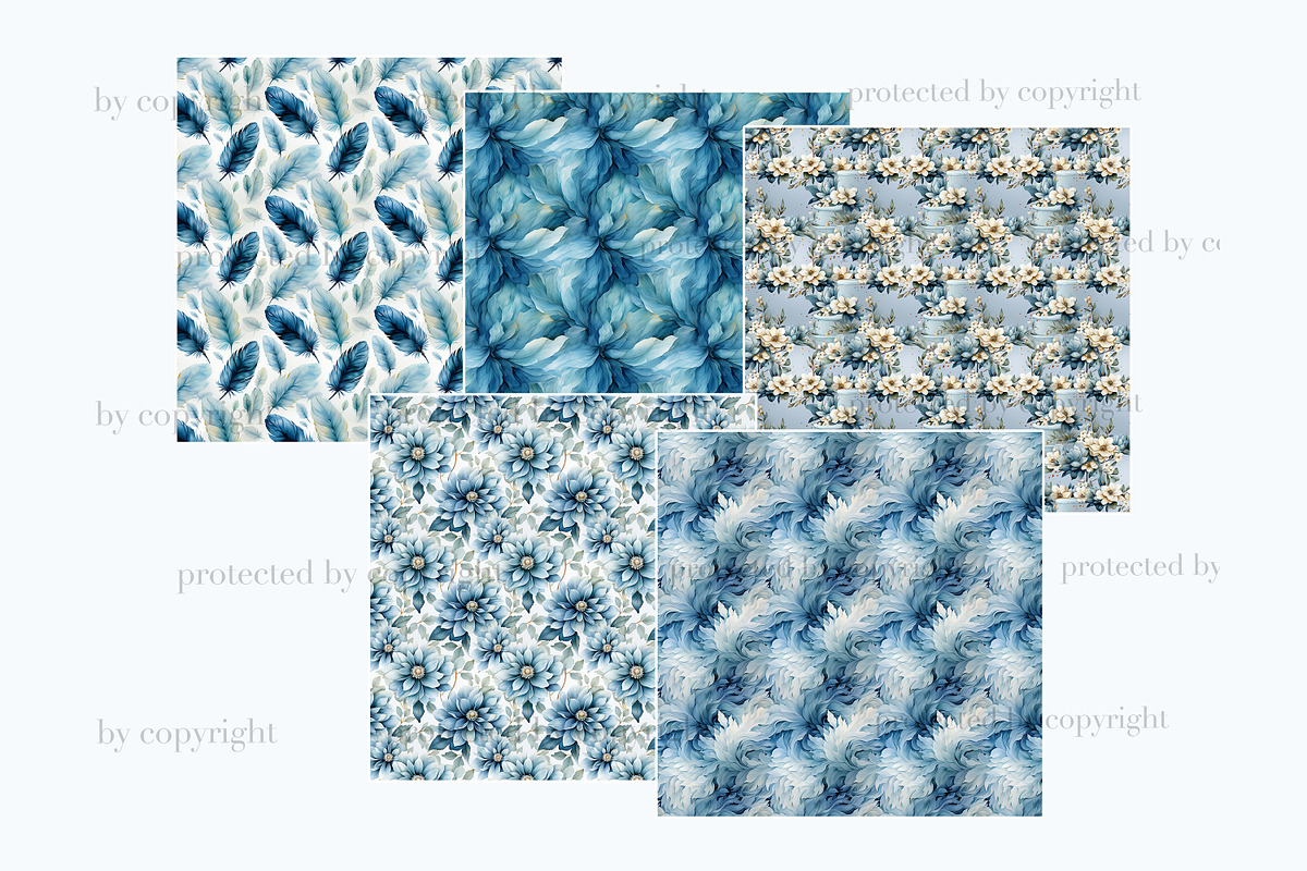 Blue Wedding Digital Papers, a Pattern Graphic by GlamArtZhanna (Photo 2 of 3)