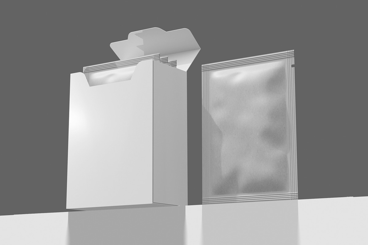 Paper Sachet with Box Mockup, a Packaging Mockup by megostudi0 (Photo 3 of 5)