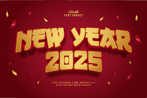 Text Effect Happy New Year 2025, a Layer Style Add-On by Navy Graphic