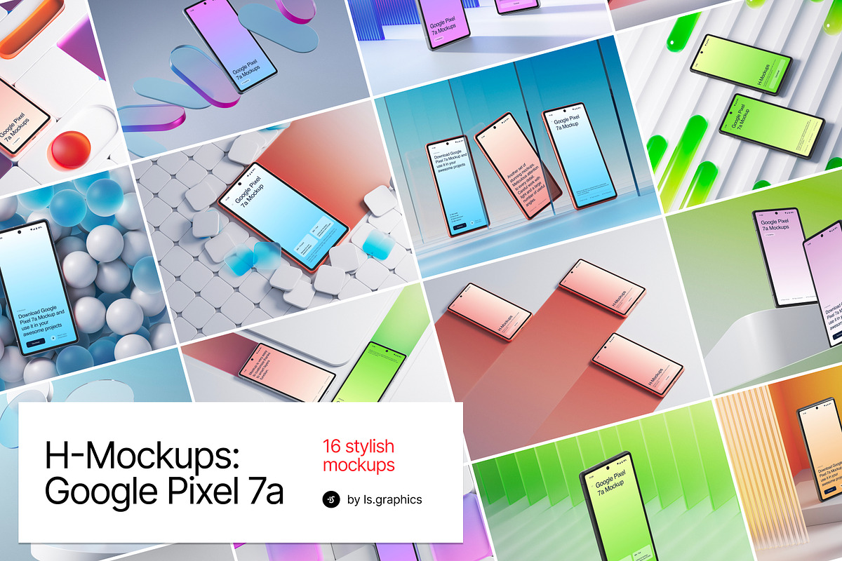H-Mockups: Google Pixel 7a, an Android Mockup by ls.graphics (Photo 1 of 9)