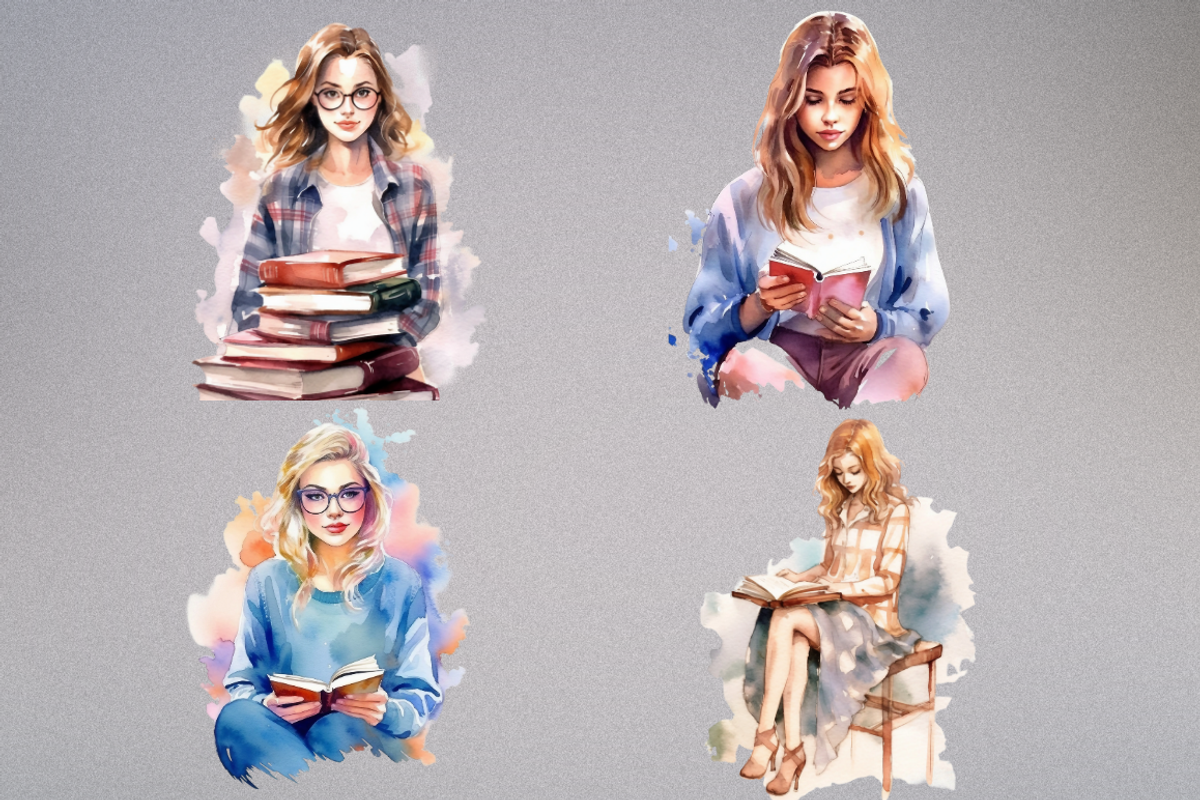 Watercolor Bookworm Clipart, a Person Illustration by Mash Mash Stickers (Photo 9 of 9)