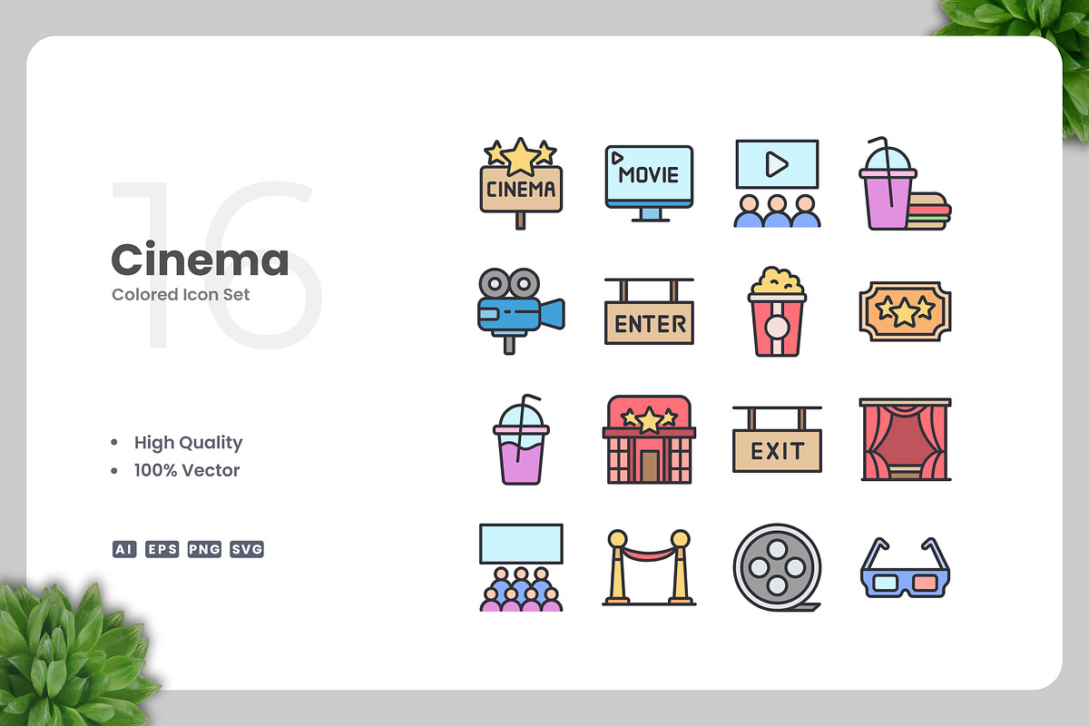 Cinema Colored Icons, an Icon by Upnowgraphic