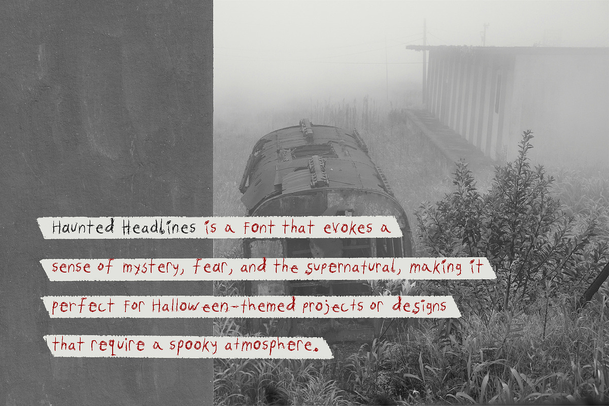 Haunted Headlines Horror Font, a Handwritten Font by Perplexitics (Photo 4 of 6)