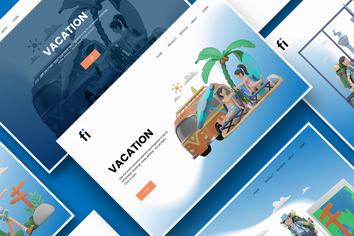 3D Travel Illustration Set, a Scene 3D Model by Flat Icons (Photo 8 of 8)