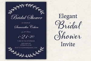 Elegant Blue Bridal Shower Invite