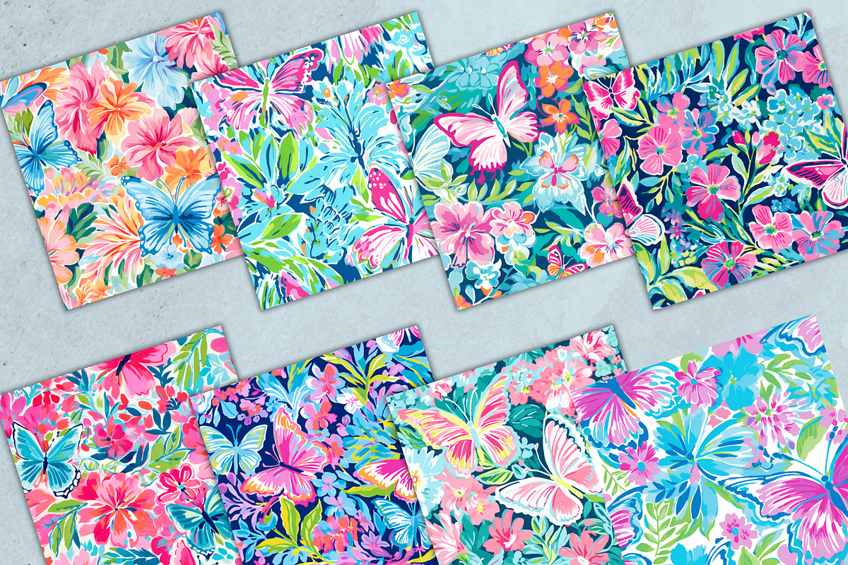 Preppy Butterfly Digital Paper Pack, a Pattern Graphic by Paper & Pattern Studio (Photo 2 of 7)