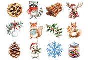 Woodland Christmas Clipart, a Seasonal Illustration by Design Market (Thumbnail 2 of 4)