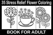 Stress Relief Flower Coloring Book, a Decorative Illustration by Design Station (Thumbnail 1 of 3)