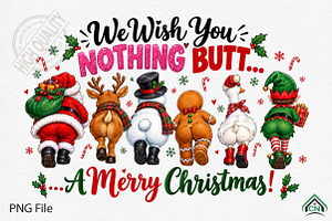 We Wish You Nothing Butts Christmas, a Seasonal Illustration by Craft Nest