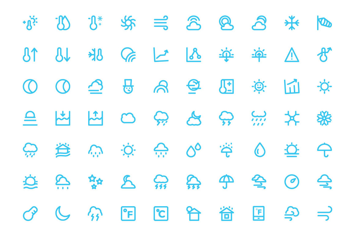 125+ Weather Icons Set, an Outline Icon by Vectors Market (Photo 2 of 3)