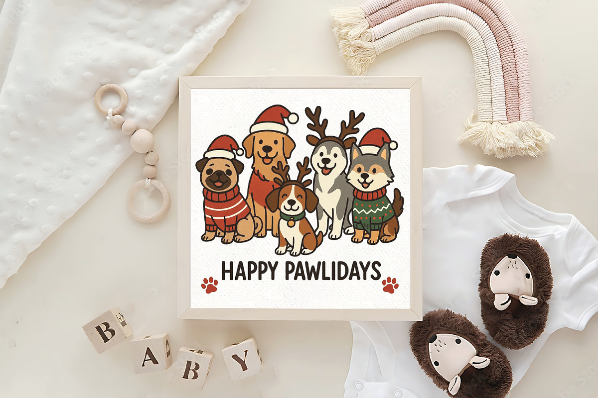 Happy Pawlidays PNG Christmas Dog, an Illustration by CraftArtStudio (Photo 4 of 4)