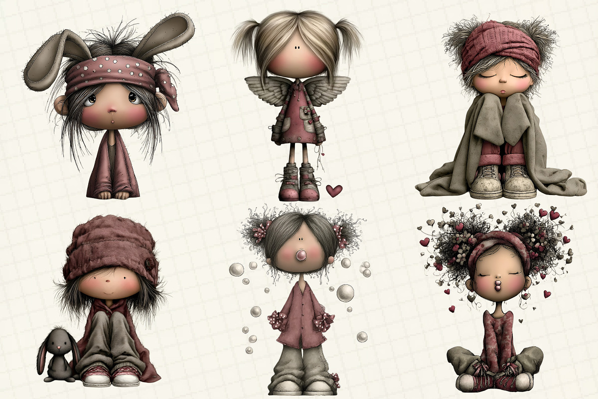 Whimsical Girls Clipart Bundle, an Illustration by DreamCafeArt (Photo 7 of 8)