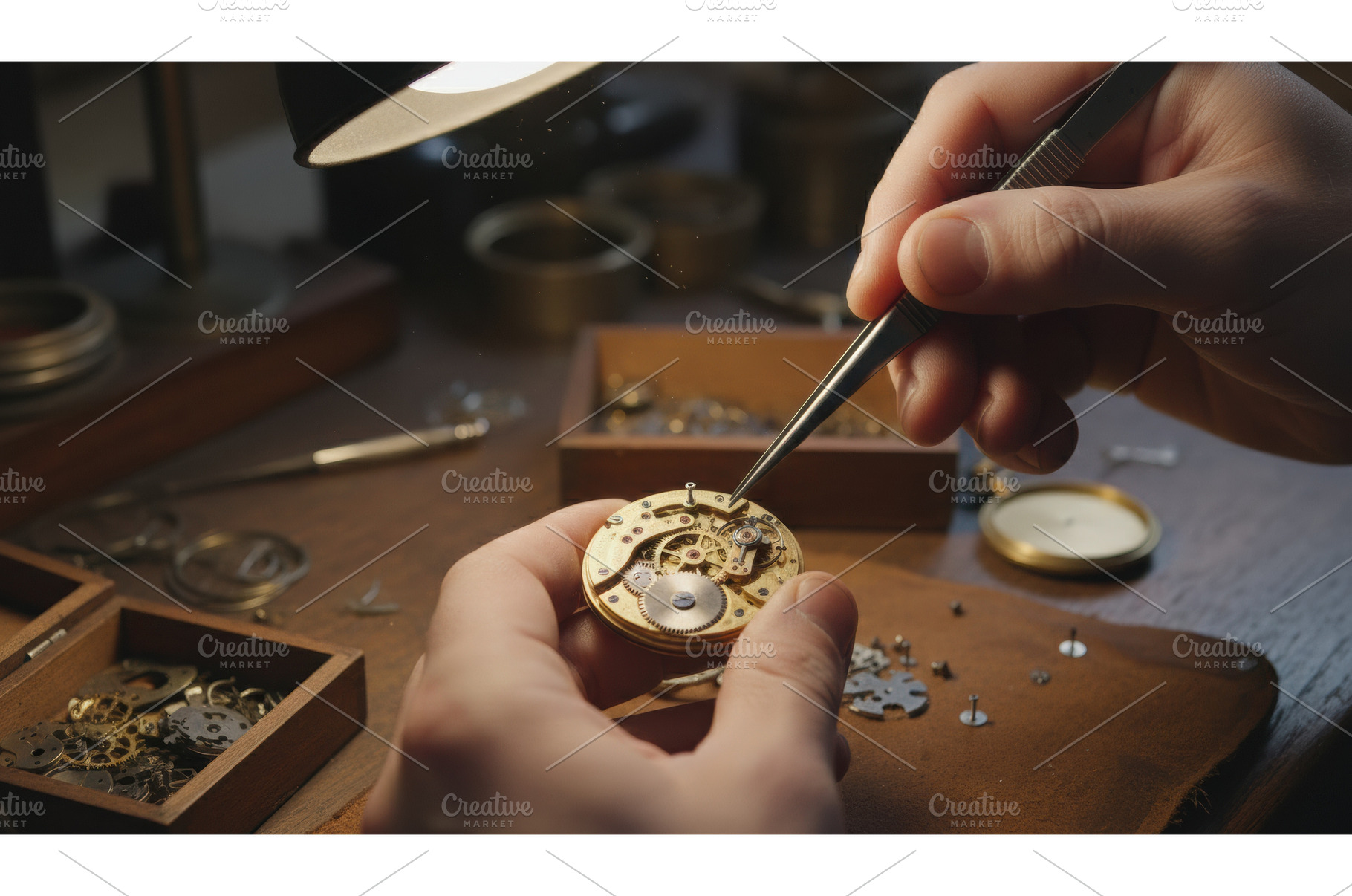 Watchmaker uses delicate tweezers to, an Arts & Entertainment Photo by Igor Tichonow