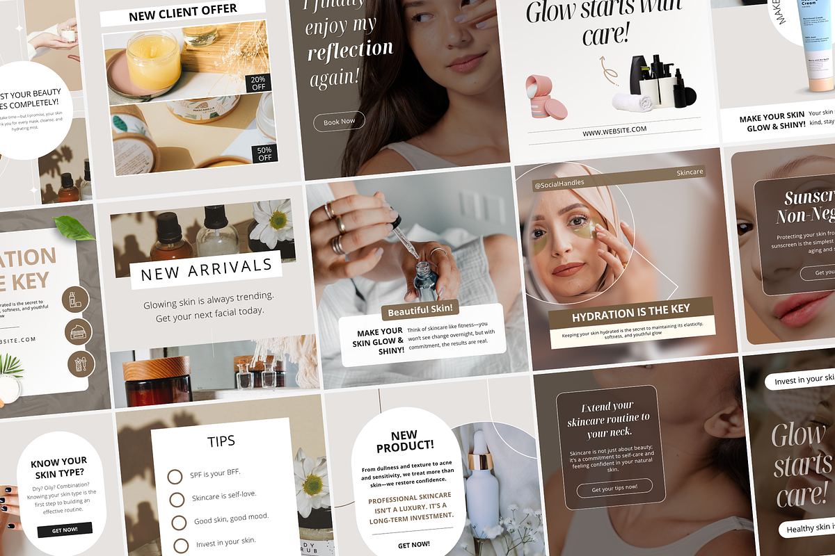 Skincare Canva Social Media Bundle, a Marketing Template by Snapybiz (Photo 10 of 10)