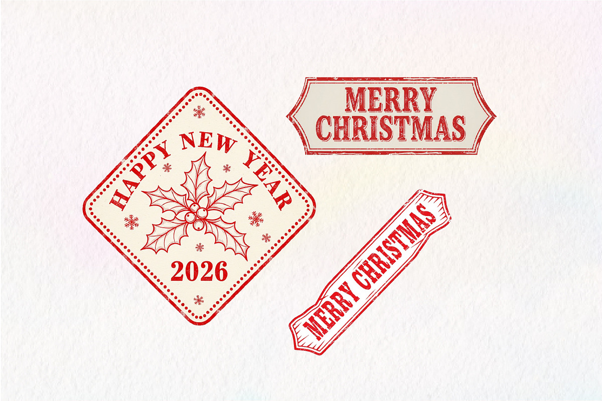 Vintage Christmas Stamp Collection, an Illustration by Dream Creation (Photo 7 of 7)