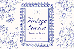 Vintage garden: lace & rose flowers